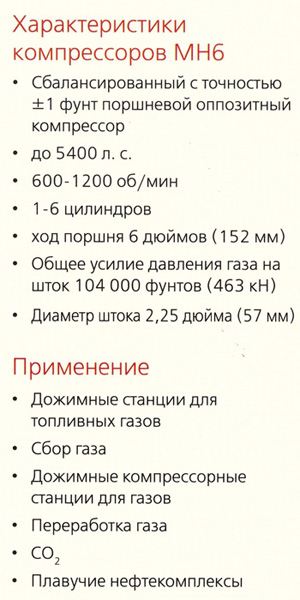 Характеристики компрессоров МН6 Характеристики компрессоров МН6